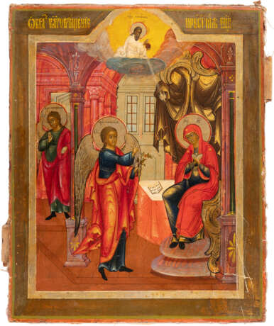 AN ICON SHOWING THE ANNUNCIATION WITH OKLAD Russian, mid 19 - photo 3
