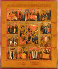 A LARGE FEAST DAY ICON Russian, 19th century Tempera on woo
