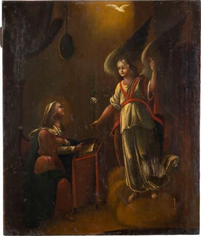 AN ICON SHOWING THE ANNUNCIATION Ukrainian, 19th century Oi - Foto 1