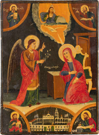AN ICON SHOWING THE ANNUNCIATION Bulgarian, 19th century Oi - Foto 1
