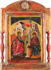 A SMALL ICON SHOWING THE ANNUNCIATION Recent Tempera on woo