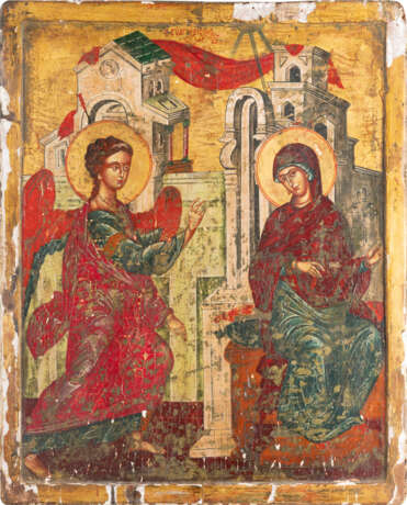 A LARGE ICON SHOWING THE ANNUNCIATION Recent Tempera on woo - фото 1
