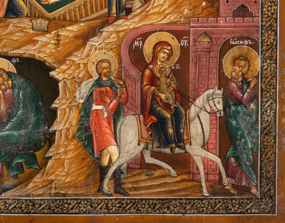 A FINE ICON SHOWING THE NATIVITY OF CHRIST, THE ADORATION O - photo 3