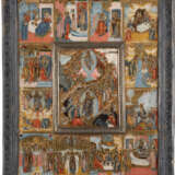 A VERY FINE ICON OF THE RESURRECTION AND FEAST DAYS WITH SI - Foto 1