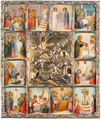 A FINE ICON SHOWING THE RESURRECTION OF CHRIST WITH TWELVE - фото 1