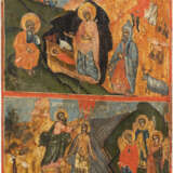 A TWO-PARTITE ICON SHOWING THE NATIVITY OF CHRIST AND THE B - Foto 1