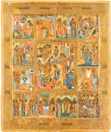 A VERY LARGE AND FINE ICON SHOWING THE ANASTASIS WITHIN A S - Foto 1