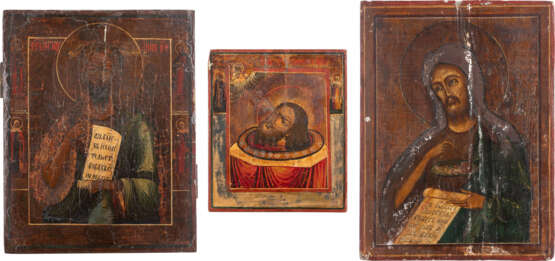 THREE ICONS SHOWING ST. JOHN THE FORERUNNER Russian, 19th c - фото 1