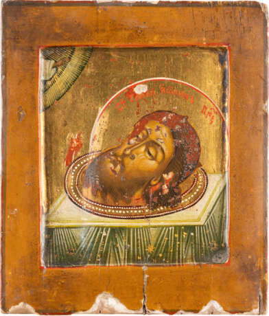 A SMALL ICON SHOWING THE HEAD OF ST. JOHN THE FORERUNNER AN - Foto 1