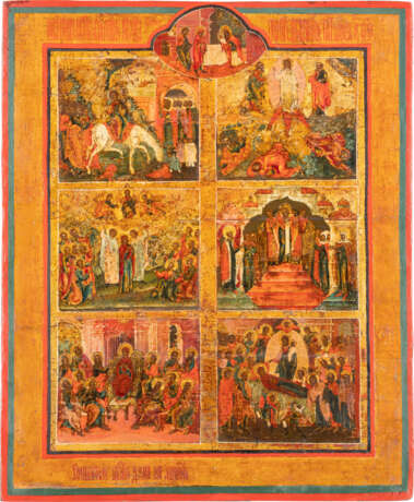 A LARGE ICON SHOWING MAJOR FEASTS Russian, circa 1800 Tempe - Foto 1