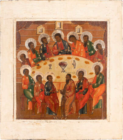 A RARE ICON SHOWING THE LAST SUPPER Russian, 19th century T - фото 1