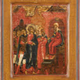 A RARE AND SMALL ICON SHOWING CHRIST BEFORE CAIAPHAS Russia - фото 1
