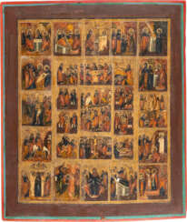A VERY LARGE ICON OF THE ANASTASIS OF CHRIST SURROUNDED BY