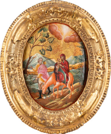 A RARE PAIR OF ICONS SHOWING THE FLIGHT INTO EGYPT AND THE - photo 3