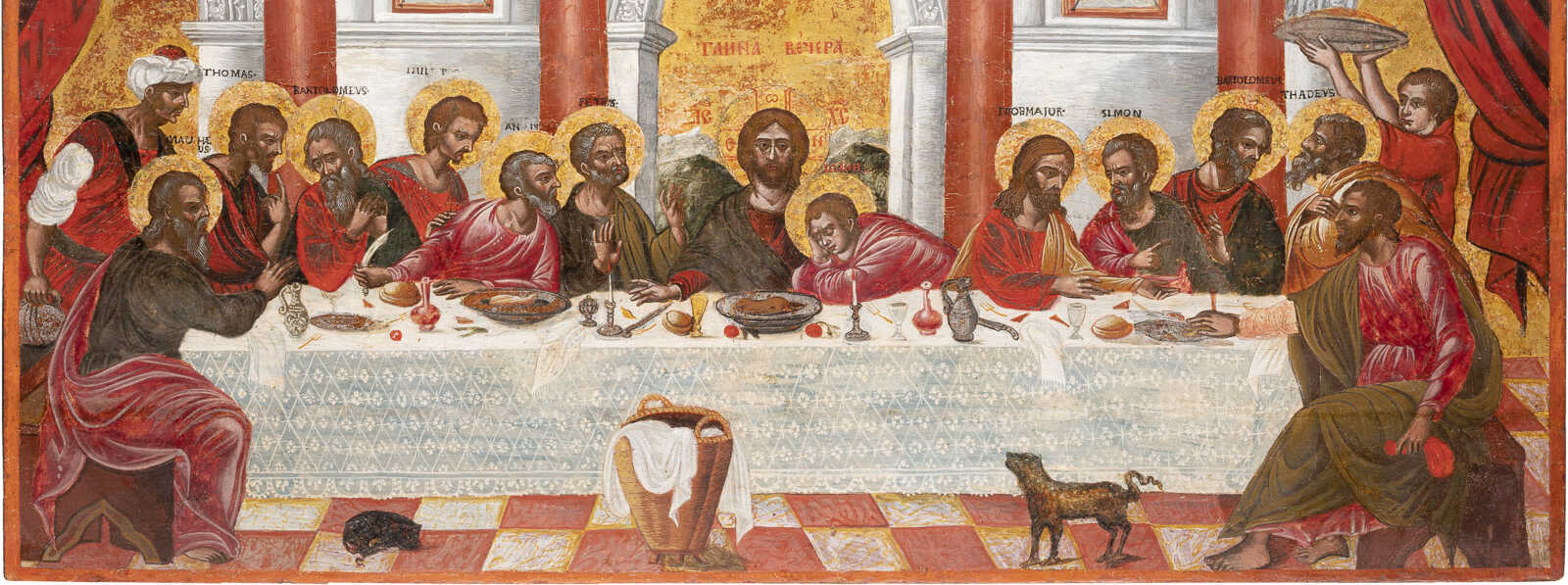 A VERY RARE AND MONUMENTAL ICON SHOWING THE LAST SUPPER Ven