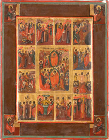 A SMALL FEAST DAY ICON WITH DEPICTIONS OF THE EVANGELISTS R - фото 1