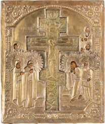 A STAUROTHEK ICON SHOWING THE CRUCIFIXION OF CHRIST WITH OK