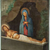 A SMALL ICON SHOWING THE LAMENTATION OF CHRIST Russian, mid - photo 1