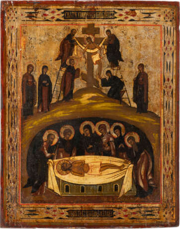 A LARGE ICON SHOWING THE DESCENT FROM THE CROSS AND THE ENT - photo 1