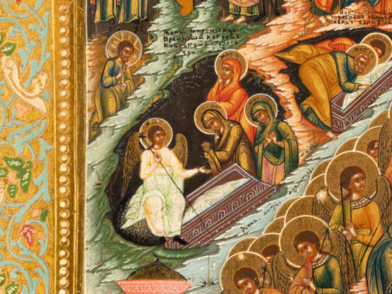 A VERY FINE SIGNED AND DATED ICON SHOWING THE RESURRECTION - Foto 7