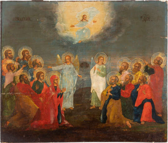 A VERY LARGE ICON SHOWING THE ASCENSION OF CHRIST FROM A CH - фото 1