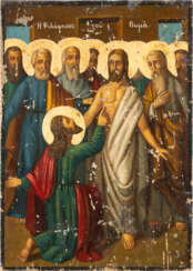 A VERY LARGE ICON SHOWING THE DOUBTING THOMAS Bulgarian, 19