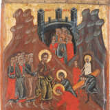 A FINE ICON SHOWING THE RAISING OF LAZARUS FROM A CHURCH IC - фото 1