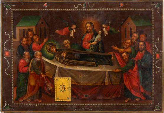 A LARGE DATED ICON SHOWING THE KIEVIAN DORMITION OF THE MOT - Foto 1