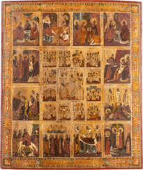 A VERY LARGE ICON SHOWING THE ANASTASIS WITH THE PASSION CY