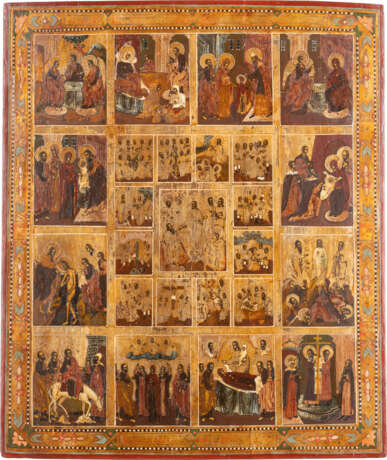 A VERY LARGE ICON SHOWING THE ANASTASIS WITH THE PASSION CY - фото 1