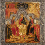 A VERY FINE ICON SHOWING THE OLD TESTAMENT TRINITY WITH A S - фото 1