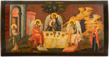 A MONUMENTAL ICON SHOWING THE OLD TESTAMENT TRINITY FROM A