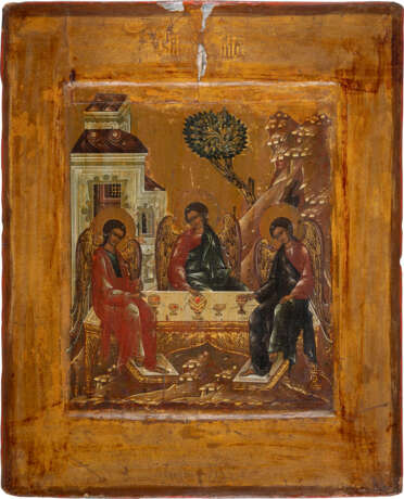 A VERY FINE ICON SHOWING THE OLD TESTAMENT TRINITY Russian, - photo 1