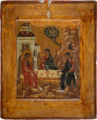 A VERY FINE ICON SHOWING THE OLD TESTAMENT TRINITY Russian,