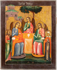 A LARGE ICON SHOWING THE OLD TESTAMENT TRINITY Russian, 19t