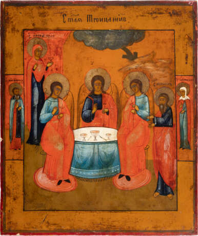 AN ICON SHOWING THE OLD TESTAMTEN TRINITY Russian, 19th cen - Foto 1