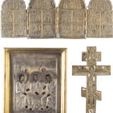 AN ICON SHOWING THE OLD TESTAMENT TRINITY WITH A SILVER OKL - фото 1