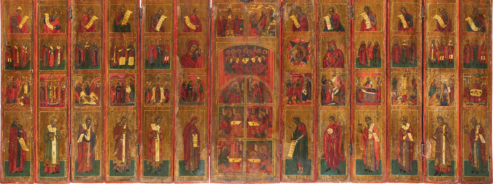 A TRAVELLING ICONOSTASIS Russian, Vetka, 19th century Tempe