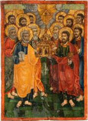A LARGE ICON SHOWING THE ASSEMBLY OF THE APOSTLES Greek, 19