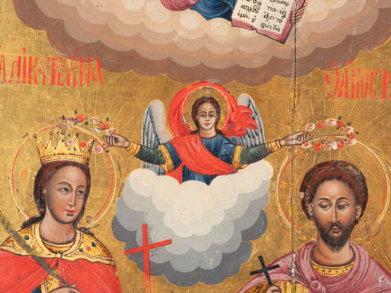 A VERY LARGE AND FINELY PAINTED DATED ICON SHOWING STS. CAT - photo 3