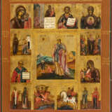 A LARGE MULTI-PARTITE ICON SHOWING THE MARTYR SAINT BARBARA - фото 1