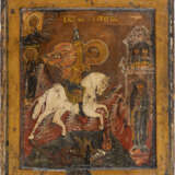 AN ICON SHOWING ST. GEORGE KILLING THE DRAGON Russian, 19th - Foto 1