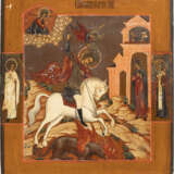 AN ICON SHOWING ST. GEORGE KILLING THE DRAGON Russian, circ - Foto 1