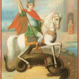 A DATED ICON SHOWING ST. GEORGE KILLING THE DRAGON Russian, - Foto 1
