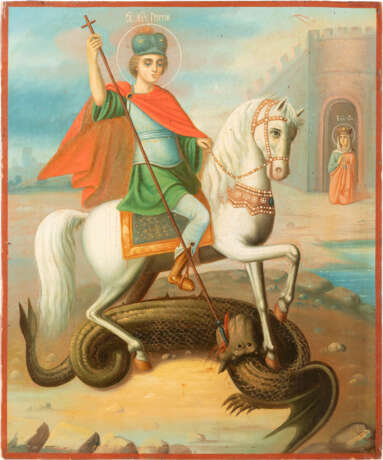 A DATED ICON SHOWING ST. GEORGE KILLING THE DRAGON Russian, - photo 1