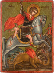 AN ICON SHOWING ST. GEORGE KILLING THE DRAGON Greek, 18th c