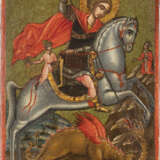 AN ICON SHOWING ST. GEORGE KILLING THE DRAGON Greek, 18th c - Foto 1