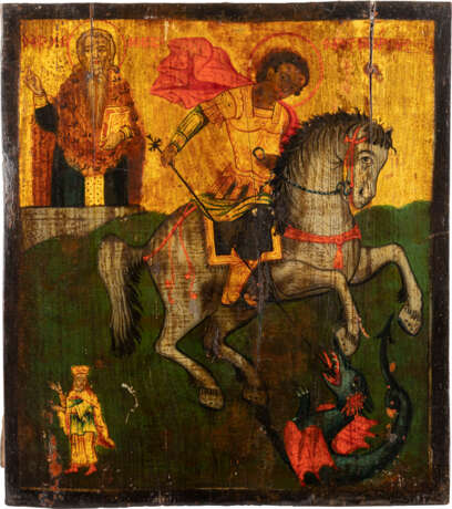 AN ICON SHOWING ST. GEORGE KILLING THE DRAGON AND ST. HARAL - photo 1