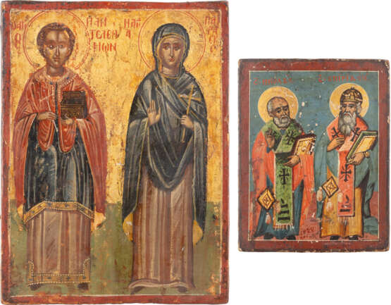 TWO ICONS: A DATED ICON SHOWING STS. NICHOLAS OF MYRA AND S - photo 1