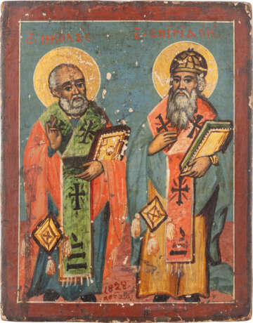 TWO ICONS: A DATED ICON SHOWING STS. NICHOLAS OF MYRA AND S - photo 3